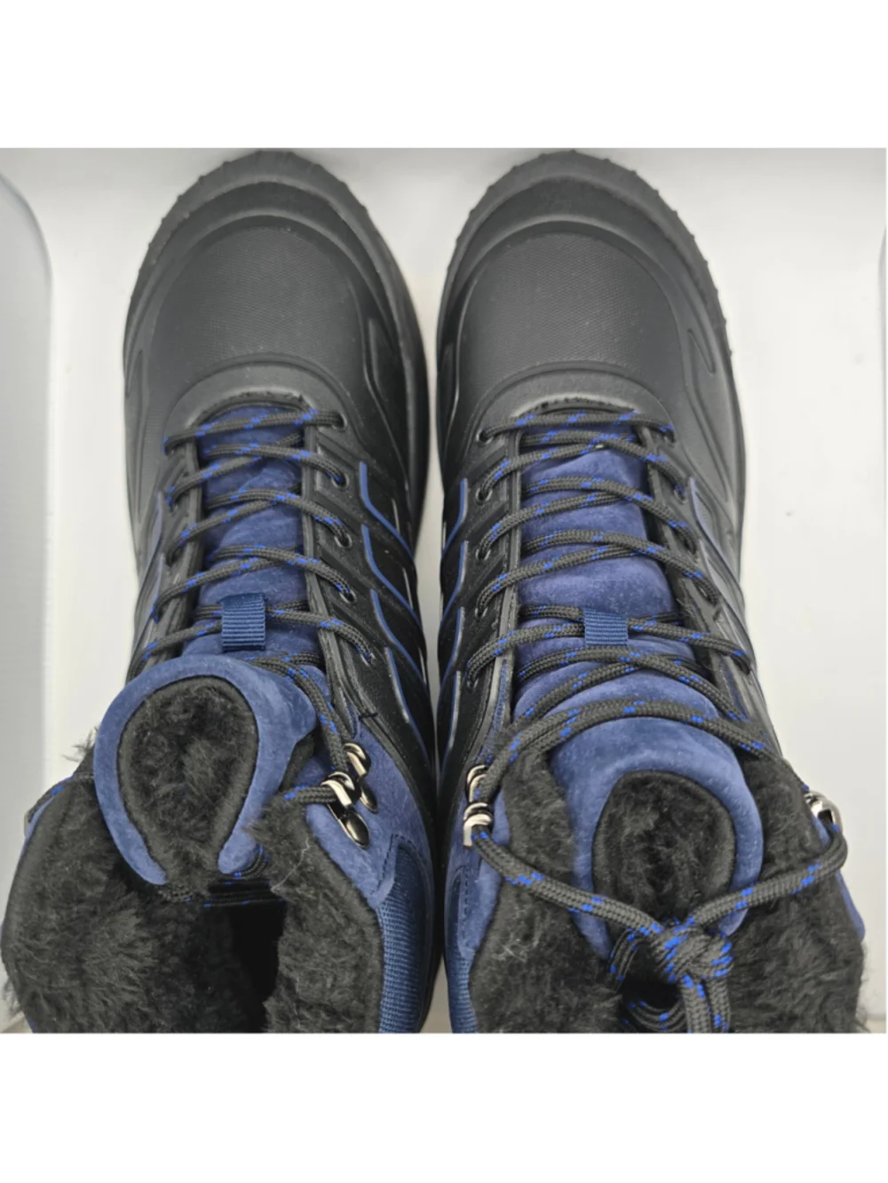Men's Unbranded Winter Boots Black and Blue Faux Fur Lined 11 men's